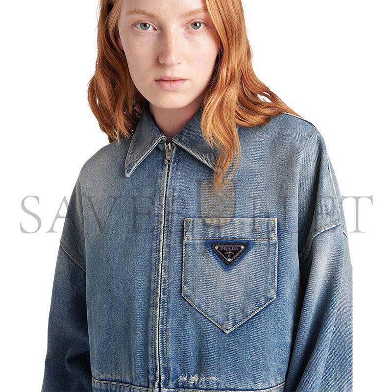 PRADA CROPPED ORGANIC DENIM JACKET GFB279